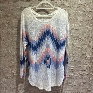 Pinkblush Chevron Patterned Sweatshirt in Blue and Pink